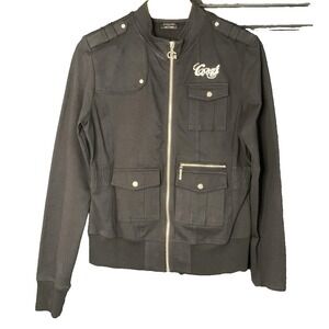 Womens Y2K Coogi Full Zip Moto Jacket Logo Embroidery EUC See Measurements